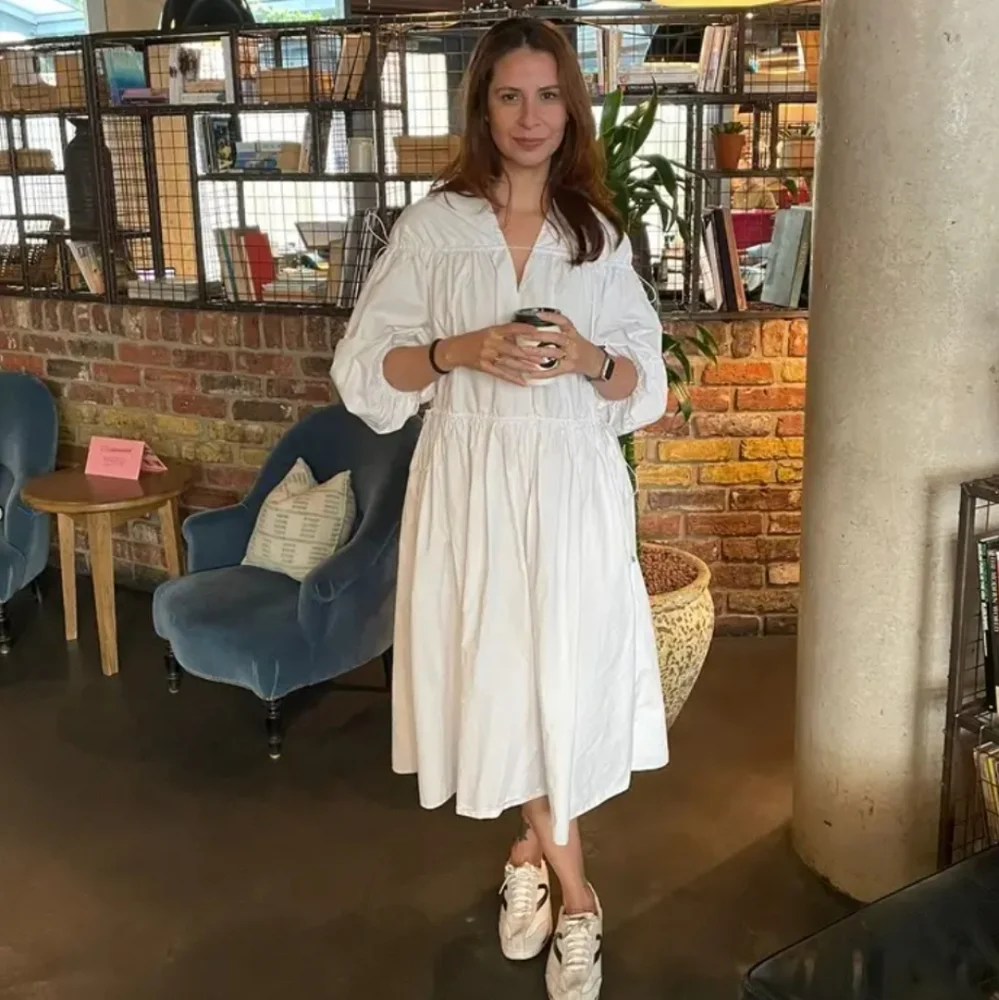 Rosetta Getty White Cinched Midi Dress Size S - Picture 5 of 10